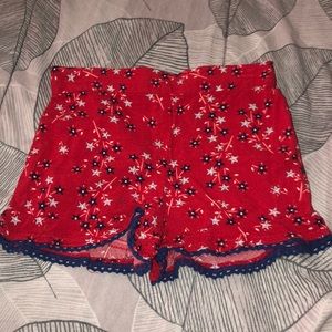 Red Shorts with a pattern